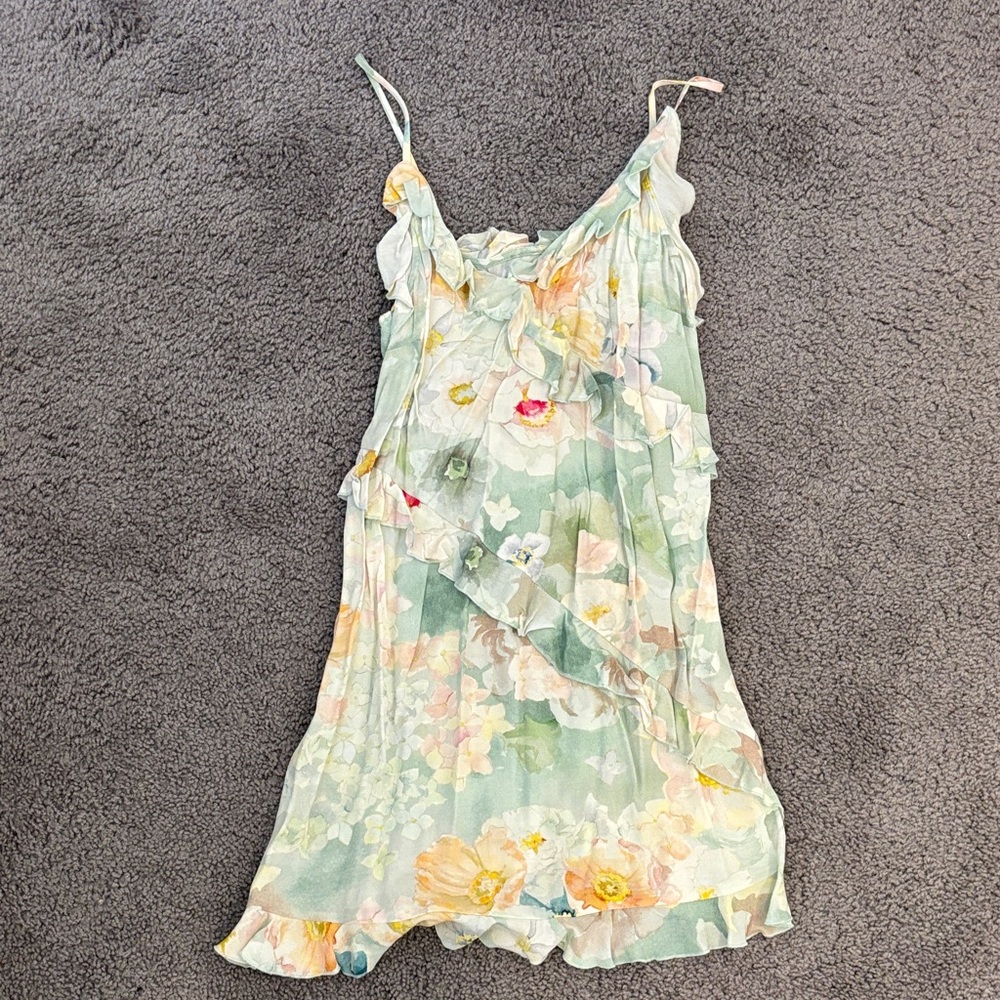 H&M Floral Mini Dress - Green and Yellow